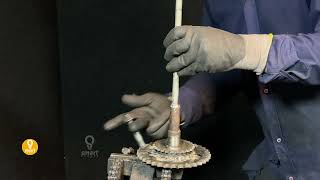 Mini wood drill made from motorcycle.