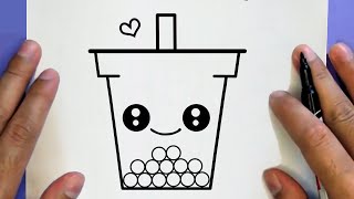 HOW TO DRAW A CUTE BUBBLE TEA, STEP BY STEP, DRAW Cute things
