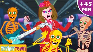[4K] Funny Skeletons Flying In An Airplane - Spooky Scary Skeletons Songs by Teehee Town
