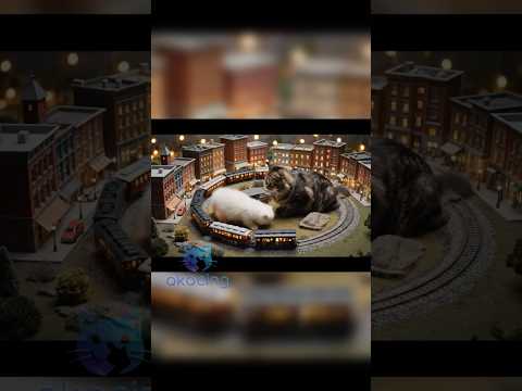 Persian & Maine Coon Kittens Explore a Mini City with Trains! 🐱🚆🏙️ #asmrkittens