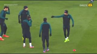 luis suarez messi y pique bromean a neymar