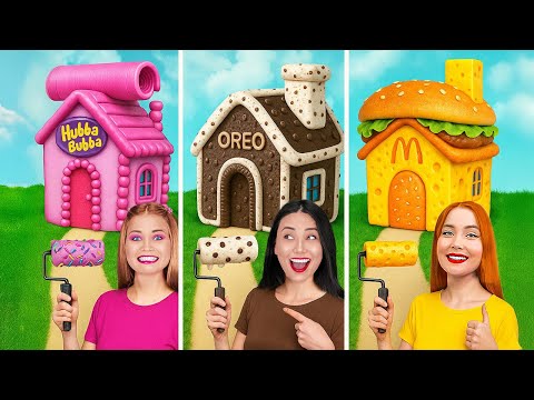Eine farbenfrohe Haus-Challenge! Süßigkeiten vs. Schokolade vs. Fast-Food-Spaß von 123 GO!