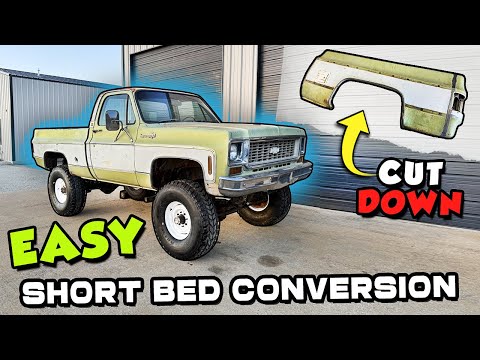 1973 Chevy LONG BED to SHORT BED conversion. DIY. Paint Correction. Trim Install. IT LOOKS AMAZING!