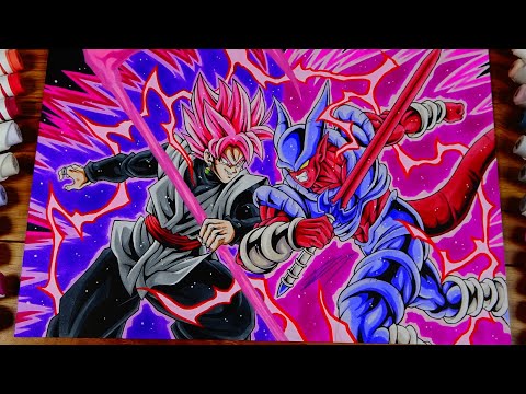Epic Fight! Drawing Goku Black vs Janemba | Commission #179