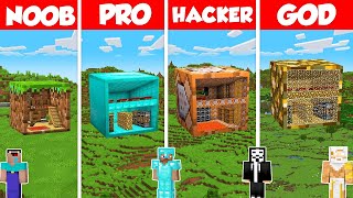 One Block House Build Battle Challenge - Noob vs Pro vs Hacker vs God - Minecraft Animation