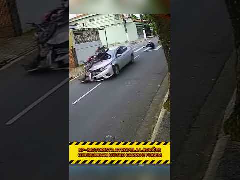 Em São Bernardo do Campo, vítima reage a assalto a se choca com a moto dos ladrões  #ladrão #moto