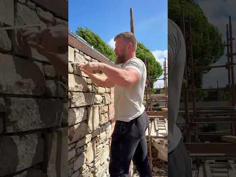Building up a old cottage front again with brick #stonemasonry #stonemason #diy #selfbuild
