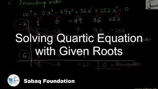 Solving Quartic Equation, If Roots are Given
