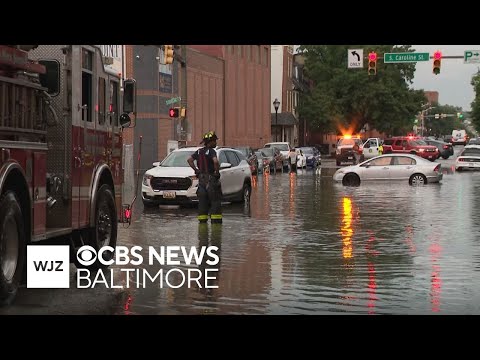 YouTube video thumbnail: Maryland Storms Flood Streets in Baltimore's Fells Point