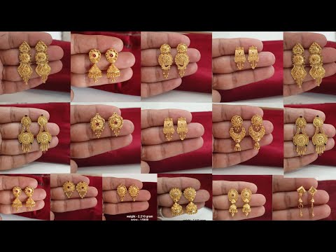 latest new gold earrings designs stud earrings mini Jhumki designs 2024 || hallmark gold Jhumki