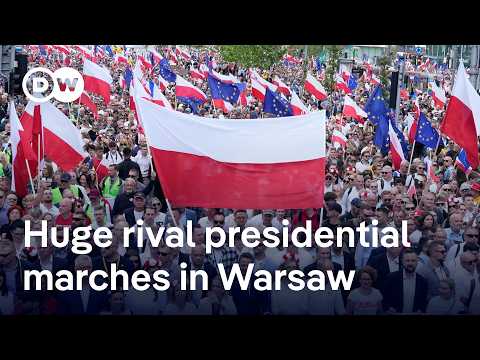 Poland: Tens of thousands gather for rival presidential marches in Warsaw | DW News