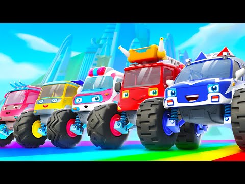 Five Little Monster Trucks | Learn Vehicles | Nursery  Rhymes & Kids Songs | BabyBus - Cars World