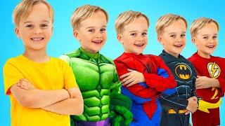Niños se convierten en superhéroes con juguetes inflables