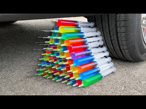 Experiment Car vs Syringes , Coca Cola, Fanta, Pepsi, Sprite | Crushing Crunchy & Soft Things by Car