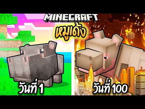 ผมเอาชีวิตรอด 100 วันโดยกลายร่างเป็น หมูเด้ง!【Minecraft】