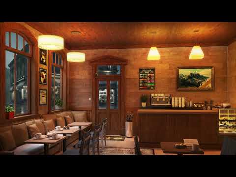 Smooth Jazz & Rain Sounds in a Cozy Coffee Shop Ambience