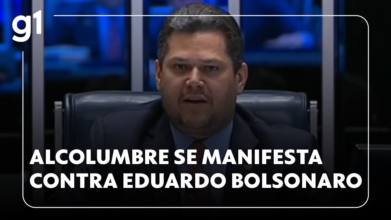 Jornal da Globo: Presidente do Senado se manifesta contra Eduardo Bolsonaro