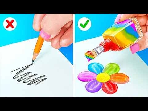 حيل رسم وطلاء عبقرية || أفكار فنون يدوية ممتعة