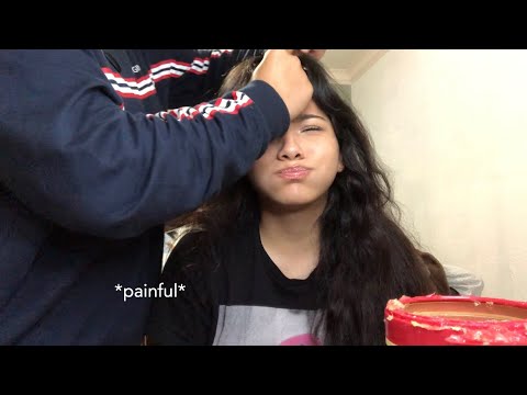 my sister does my hair for school....