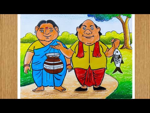 how to draw gopal bhar,gopal drawing step by step,gopal bhar bangla cartoon drawing,