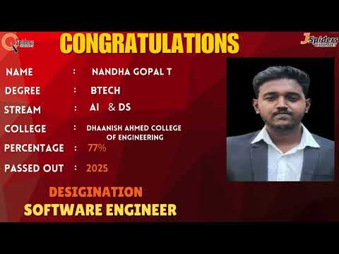 Student Placement Story From QSpiders/JSpiders | Chrompet Chennai