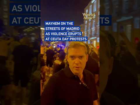 Mayhem on the streets of Madrid as violence erupts at Ceuta Day protests #worldnow