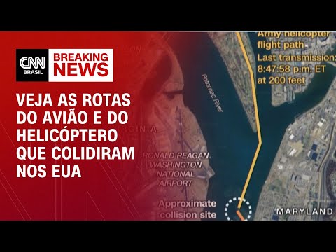 Veja as rotas do avião e do helicóptero que colidiram nos EUA | CNN NOVO DIA