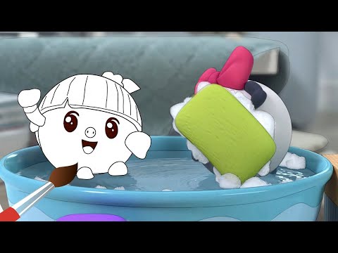Малышарики - Водные процедуры - Сборник - раскраска для детей