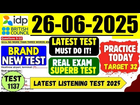 IELTS Listening Practice Test 2025 with Answers | 26.06.2025 | Test No - 1137