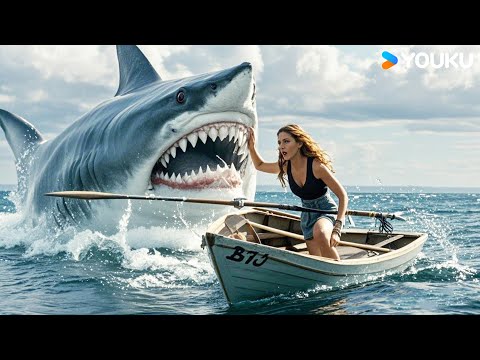 🦈🦈A woman fights sharks alone in the ocean! | Huge Shark! | YOUKU MONSTER MOVIE