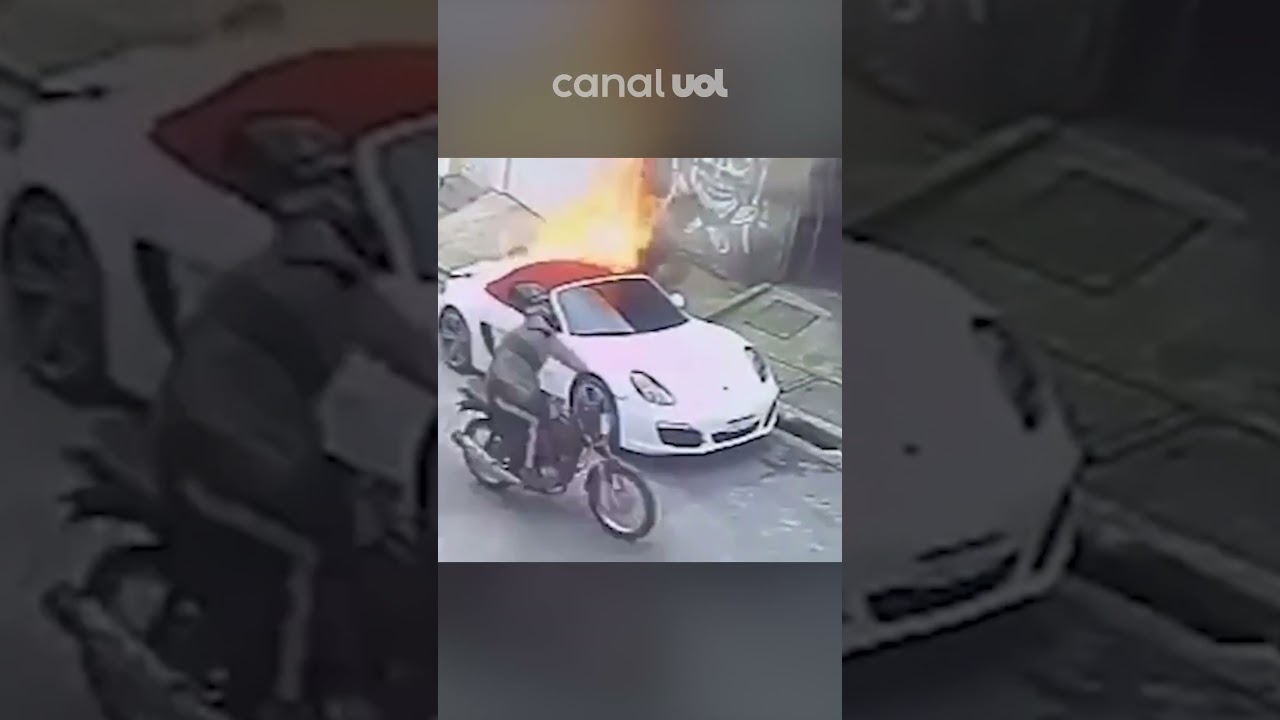 Criminosos ateiam fogo em Porsche estacionada na zona sul de São Paulo; vídeo