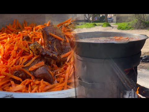 Большой Казан Плова для Соседей! 14 КГ РИСА🔥 Самый вкусный плов в Казане🔥#душанбе #таджикистан