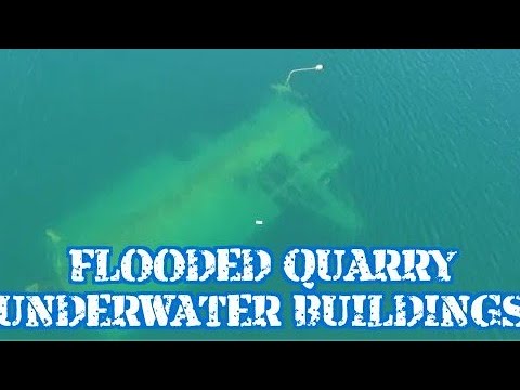 Underwater Buildings in Abandoned Flooded Alabama Quarry