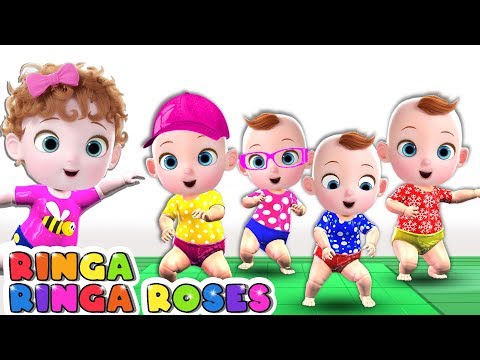 Funny Babies Plays Games In Amusement Park - Ringa Ringa Roses Nursery Rhymes & Kids Songs