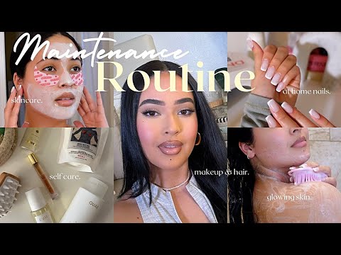 BEAUTY ROUTINE  | pamper routine + at home nails, hair + new makeup + "everything" shower routine !