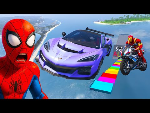 Örümcek Adam vs Tung Tung Sahur 😱 Arabalar vs Motorlar Renkli İniş Pakurunda - GTA 5