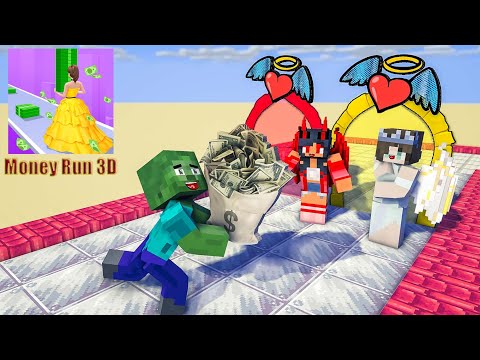 Minecraft Mobs: MONEY RUN 3D POOR OR APHMAU CHALLENGE - Minecraft Funny animation