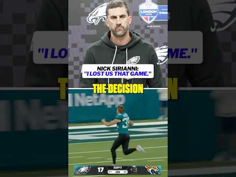 "I cost us <strong>that</strong> <strong>game</strong>" -Eagles HC after falling short to the Jaguars in London