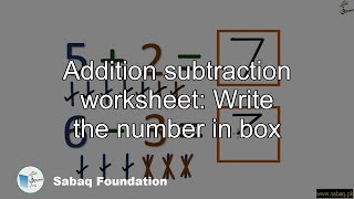 Addition subtraction worksheet: Write the number in box