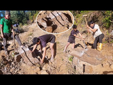 Sanjip Breaking stone to build house II Village hard working people@AloneAdhirajnepal