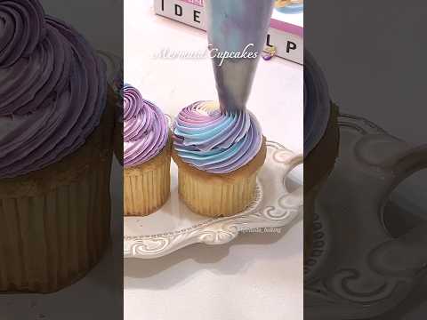 케이크 아이싱 크림 짜는 영상 #컵케이크 #인어공주 #mermaidcake