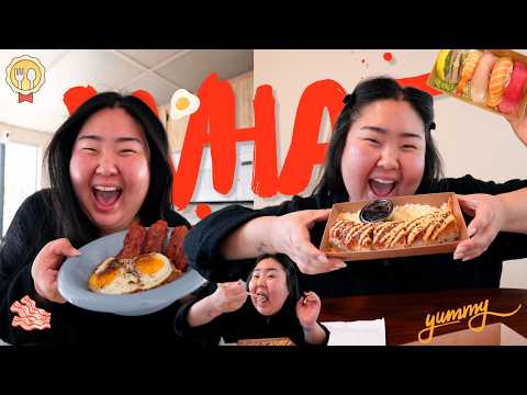 WHAT I EAT | random breakfast cravings *eggs & beans???* + my fav sushi *best period craving*
