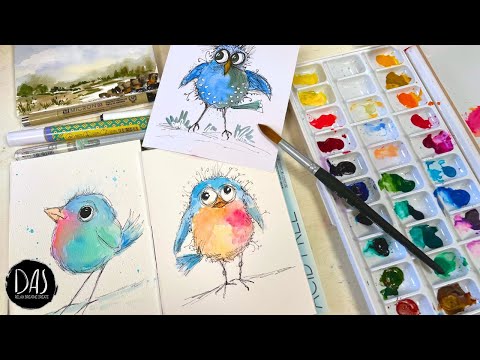 Blobby Bird Paintings - Fun Watercolor Art for PEANUTS!