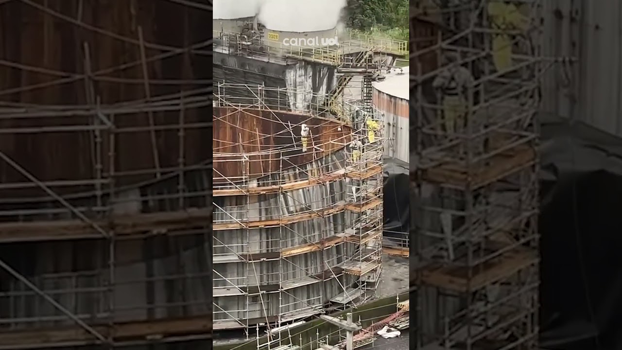 Trabalhadores ficam pendurados em tanque industrial em SP veja vídeo