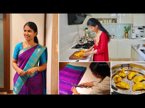 ஒரு Long Break-க்கு அப்புறமா…😊| Avarakkai Kuzhambu | Silk Saree prepleating | Vennila Veedu Vlogs