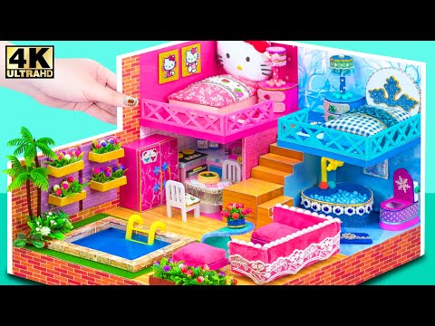 How To Make Hot and Cold 2-Story Villa with Large Pool, 2 Bedrooms and More ❤️ DIY Miniature House