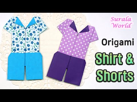 Origami - Shirt &amp; Shorts (with a sheet of <strong>paper</strong>, <strong>Tutorial</strong>, How to)