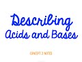 Exploring Acids and Bases: Concept 2 Notes