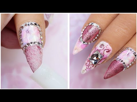 New Nail Art 2022 ✨ Floral Rose Gold Leather Nail Design!