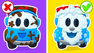 Leo the truck is so dirty! Friends build a car wash for all cars and trucks to became clean.